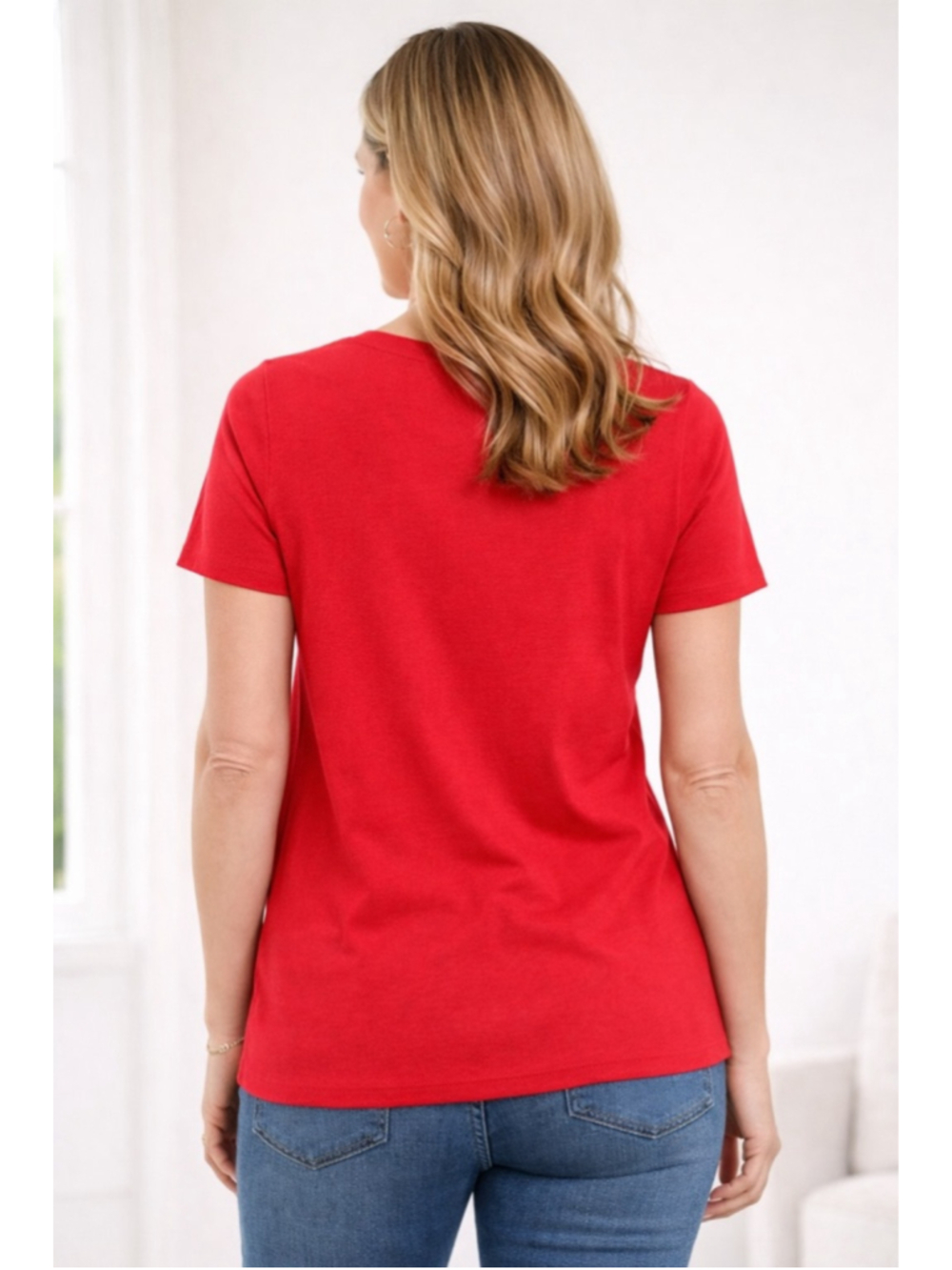 Talbots Red Short Sleeve Knit Top XL Classic Crew Neck Casual Tee - Picture 7 of 7